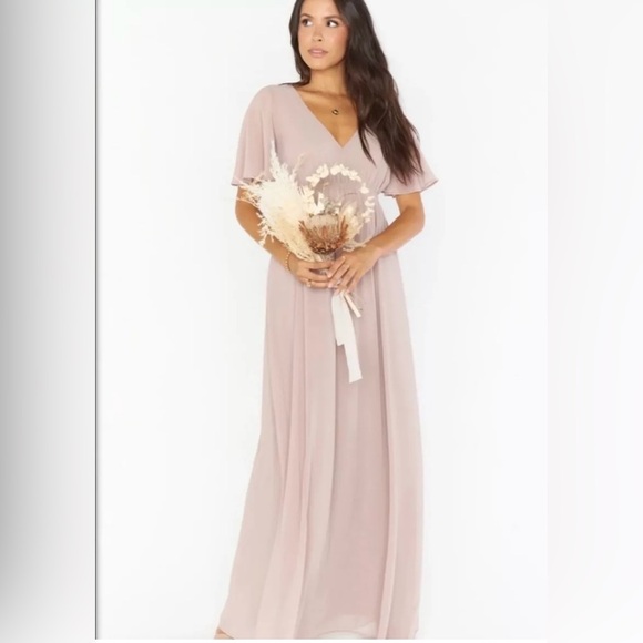 Show Me Your Mumu Emily Empire Maxi Dress ~ Soft Beige Chiffon ~ 3X~NEW IN POLY! - Picture 2 of 7